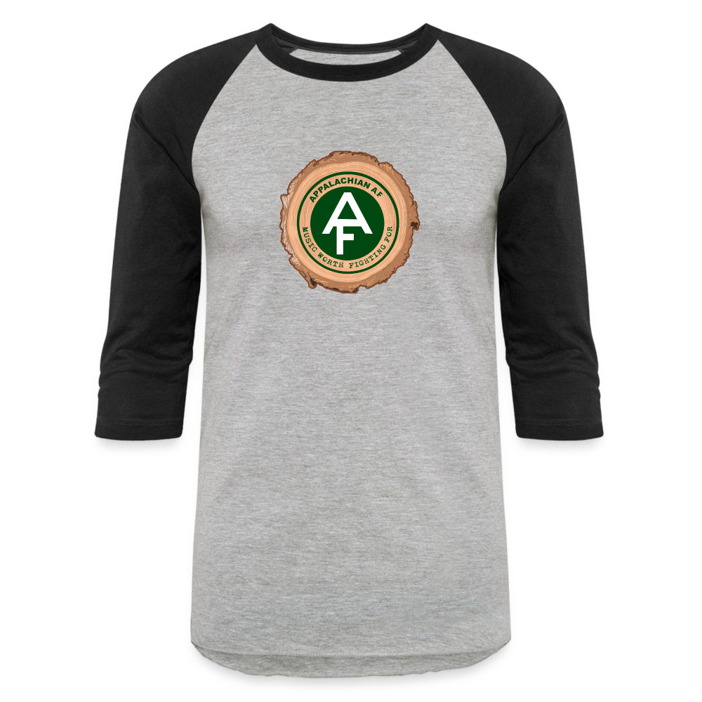Appalachian AF Tree Trunk Baseball T-Shirt - heather gray/black