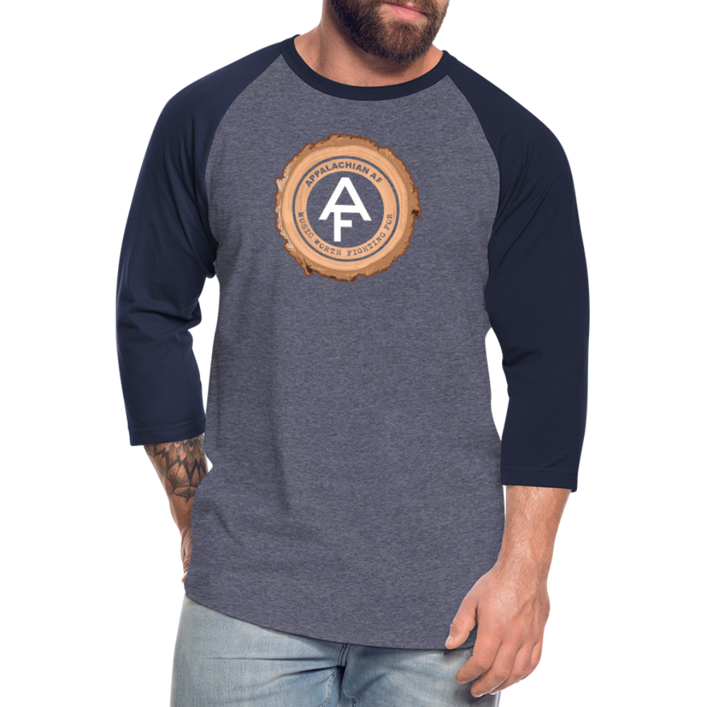 Appalachian AF Gray Baseball T-Shirt - heather blue/navy