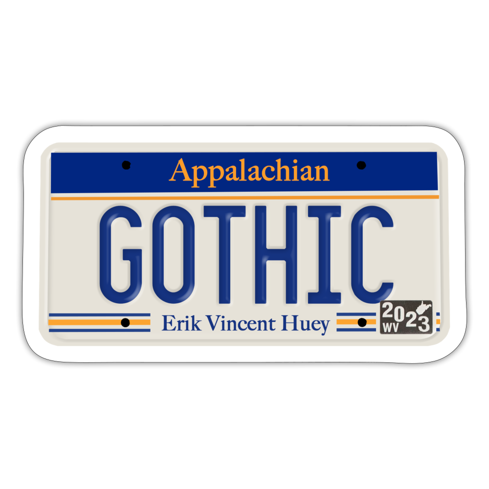 Appalachian Gothic License Plate Sticker - white matte