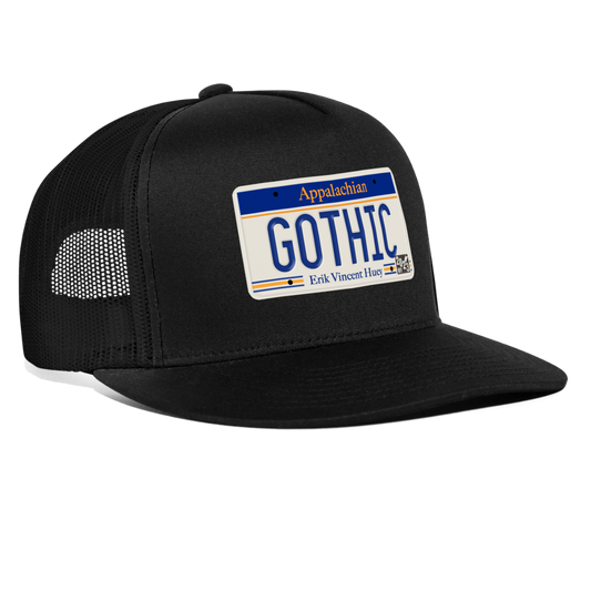 Appalachian Gothic License Plate EVH Trucker Hat - black/black