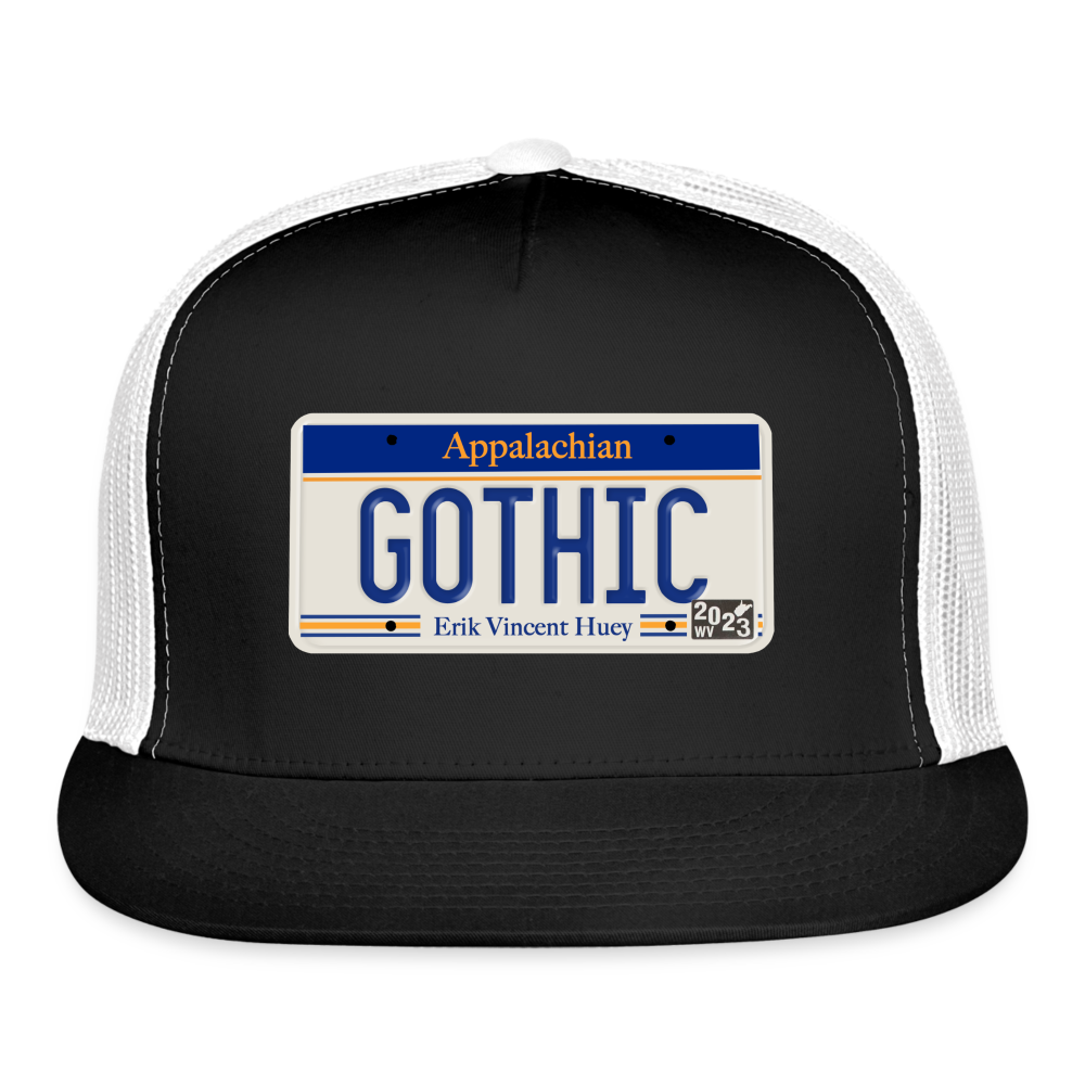 Appalachian Gothic License Plate EVH Trucker Hat - black/white