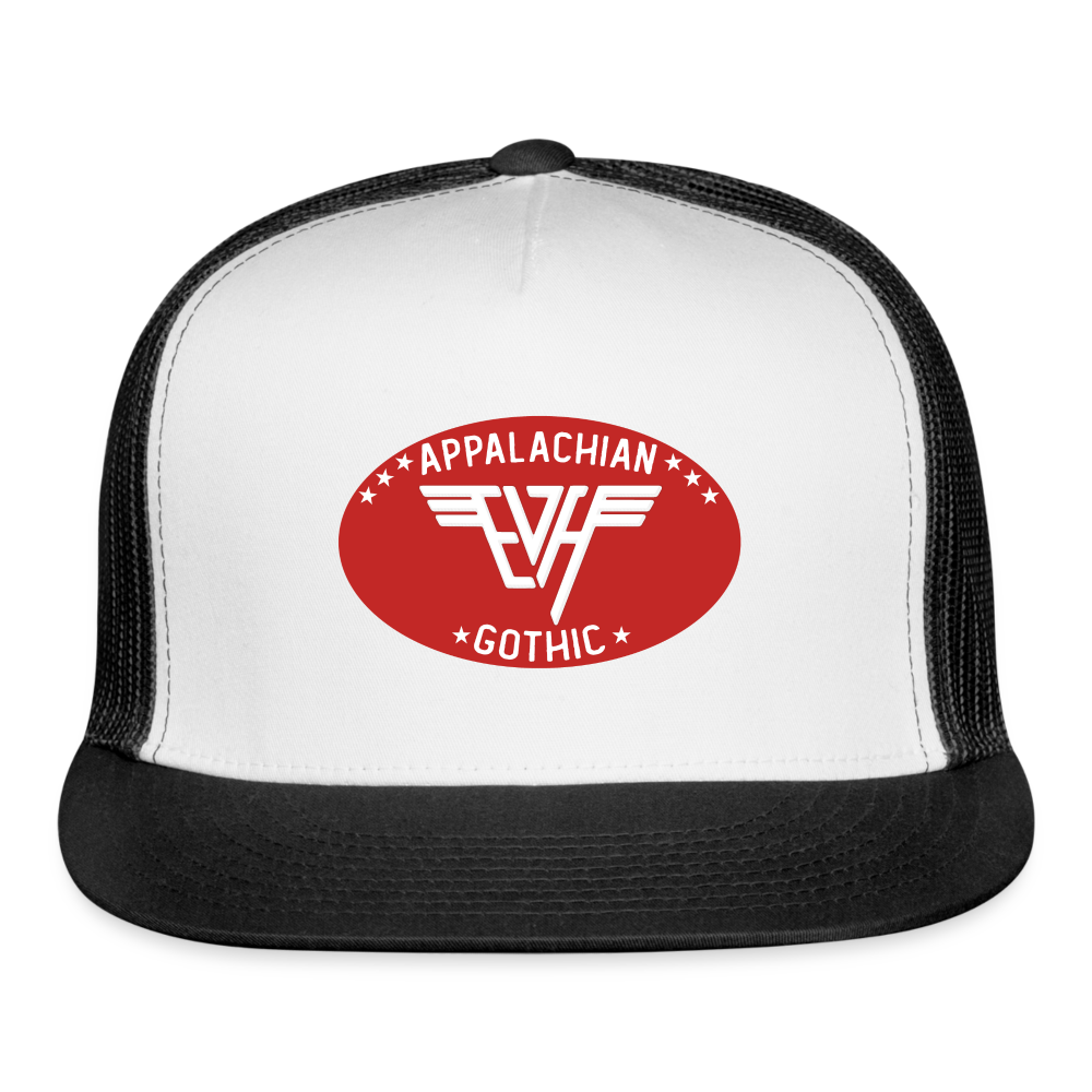 Appalachian Gothic EVH Wings Trucker Hat - white/black