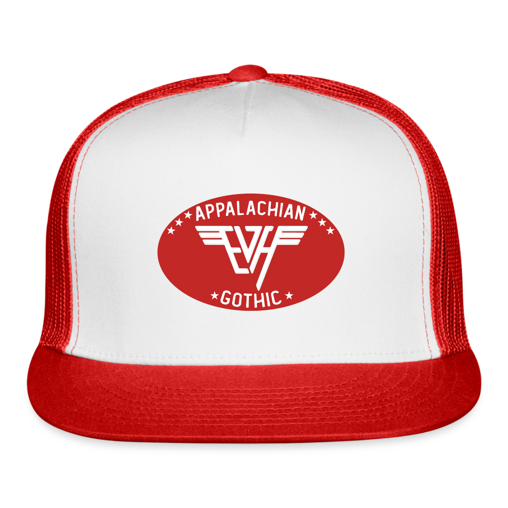 Appalachian Gothic EVH Wings Trucker Hat - white/red