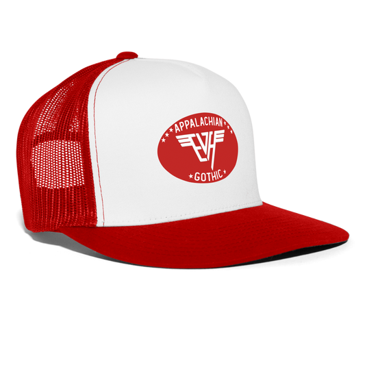 Appalachian Gothic EVH Wings Trucker Hat - white/red